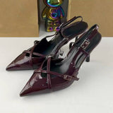 New Arrival: Women's Blue Denim High-Heel Mule Sandals, British Style Cross-Strap Backless Slip-On Shoes