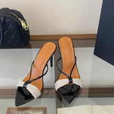 Fashion 2026 White Heels Pointed Toe Mules Luxury Rhinestone Strap Stiletto Sandals Comfortable Elegant Bridal Wedding Shoes