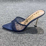 Peep Toe Mules Designer Sandalias De Tacon Mesh Fashion Slippers 2025 Summer & Spring Women Heels