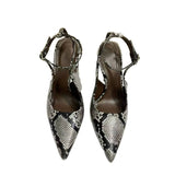 Women's Snake Pattern Color-Matched Open-Back Sandals with Thin High Heels - Trendy One-Strap Slip-On Shoes Ladies