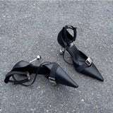 Summer Fashion Black Pointy Toe Mules Black Lady Heels for Women 2025