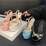 Zapatos Plataforma DIamond Rhinestone Pole Dance Metal Thin Stripper 16CM Stiletto High Platform Heels