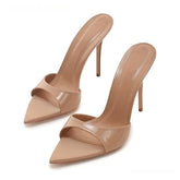 Pantoufles a Talons Hauts Women's Stiletto-Heel Slide Sandals Peep-Toe Pointed-Toe With Single-Strap