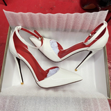Elegant White Glossy Pointed Toe Pumps Sexy Stiletto Trendy Women's Heels