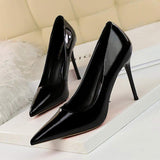 High Quality Tacones De Mujer Newest Fashion Chaussure Femme Nude Women High Heels Jobs Shoes Casual Shoes Thin Heels PU Slip-on