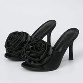 Chaussures Femmes Talons Square Toe Female Shoes Slippers Big Flower Heels Women