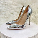 8CM/10CM/12CM Talons Haut Sexy Escarpins High Quality Pumps 2024 Luxury Pumps Silver Heels for Women