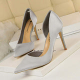 Silk Fashion Wholesale Pointed Pumps Stiletto High Women Royal Blue Heels