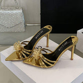 Chaussures Femme Tendance Latest Design Talons Haut Sexy Escarpins Open Toe Women Gold Thin Heels