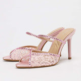 2026 Summer Zapatos Mujer Sexy Lace Ladies Open Toe Pumps Stiletto Sexy Pencil Heels for Women