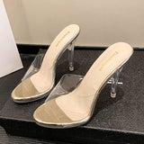 Trendy Female Shoes Transparent Slipper Clear Heels for Women and Ladies