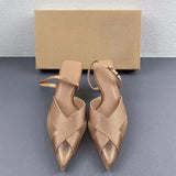 Chaussures Femme Sandales a Talon Sexy Brown Slingback Pointy Toe 2025 Luxury Heels for Women