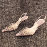 Sandales En Cuir Femme Strange Slipper Style Transparent Clear High Heels for Ladies