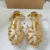 Women's Niche Moonlit French Retro Slide Sandals - Toe-Covered, Handwoven Roman Style Quality Walking Sandals