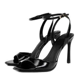Trendy Women's High-Heeled Shoes 2025 Summer New Arrival Ankle Strap Square Toe Slim Heel Ladies Sandals