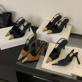 9CM Talons Chic Slingback Closed Toe Sexy Shoes Pumps Black Heels for Women Ladies