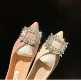 Rhinestone Sandale Femme Elastic Slingback Pumps Slide Flat Bottom Sandals for Ladies Footwear