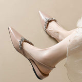 Rhinestone Design Dress Pumps Fashion Elegant Slingback Style Official Work Shoes Women's Flats