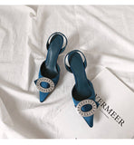 Size 31-43 Tacones Dropshipping Luxury Rhinestone Diamond Slingback Pumps Shoes Women Heel for Ladies