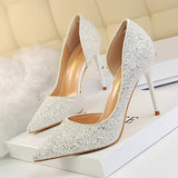 New Arrival European Fashion Bling Sequin Chaussure Femme Talon Slide Sandals Women Heels for Sexy Ladies Mules