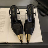 9CM Talons Chic Slingback Closed Toe Sexy Shoes Pumps Black Heels for Women Ladies