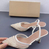 Summer Talons Pointy Toe Sandals New Elegant Styles Mesh Heels for Women