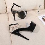 Super High Sandalias Con Plataforma Transparent Clear Summer Women Stripper Shoes Platform High Heels