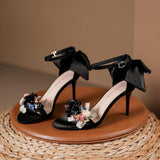 6CM/8CM Party Wedding Wear Scarpe Donna Tacco Alto Diamond Pearl Chaussure Flower Sandals Heels for Women