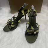 New Arrival Women's Dark Green High Heel Sandals with Leaf Embellishments - Versatile Sexy Casual Footwear for Ladies