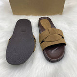 New Style Women's Flat Sandals with Crisscross Strap Plus Size Solid Color Fashionable Versatile for Daily Wear Ladies Slippers