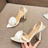 Sandale De Femme Slingback Pumps Female Shoes Open Toe Rose Flower Styles New Heels for Women