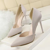 NO MOQ Logo Custom High Quality Sexy Pointed Toe Pink Color Fashion Pumps Ladies Heels Shoes From Big Tree
