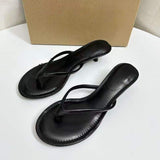 Best Selling Sandali Tacchi Stiletto 3CM Low Mules Toe Ring Summer Sandal Heels for Ladies Thin Heels