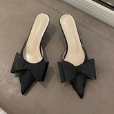 Bowknot Designer Cute Mules Lady Slippers Low Kitten Heels Sandals for Women