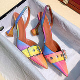 Soulier Femme Talon 2025 New Fancy Buckles Designer Elegant Pumps Middle High Luxury Heel for Women and Lady
