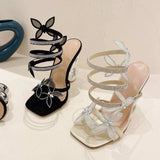 Ankle Wrap Sandales a Talons HautsM 2024 Summer Shoes Sexy Unique Heels for Women