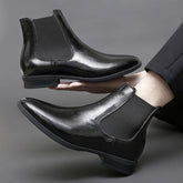 Genuine Leather Ankle Boots Black Classy Designers Pointed Toe Winter Warm Leather Boots for Men