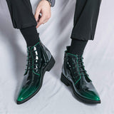 Large Size 38-47 Patent Leather Ankle Boots Durable Fashion Pointed Toe Other Boots Dress Shoes for Men