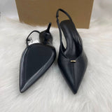 New Arrival Women's Low-Heel Elegant Socialite Pumps - Closed Toe, Slip-On with Back Strap