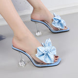 Size 34-46 Zapatos Mujer Tacon Sandalia Transparente Summer Mules Sexy Bowknot Clear Transparent Heels for Women and Ladies