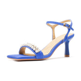 Talon Femm 2024 Anti-slip Outsole Open Toe Summer Ladies Square Toe Sandals 7CM Low Women's Heel