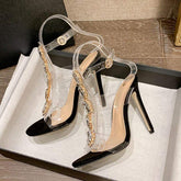 Ayakabi Fashion European Trendy Transparent Slippers Sexy Talon High Heels Sandals for Women Shoes