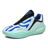 Low Top Professional Indoor Basketball Sneakers with Translucent Blue Outsole Non-Marking Traction for Agile Players