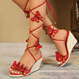Trendy Scarpe Paglia Donna Outdoor Female Shoes Butterfly Ankle Strap Women Wedge Sandals for Ladies