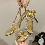 Metal Trendy Fashion Gold Sole Sandals 2025 New Arrival Shoes Woman Heels for Women