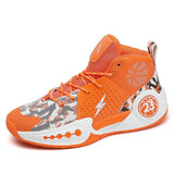 Breathable Mesh Upper Durable Leather Overlays Men High Traction Outsole High Top Basketball Shoes