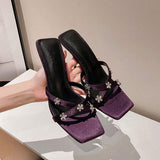 Chaussures-Femm Talon Female Shoes Purple Heels Fashion 2025 Summer Women Slipper Sandals