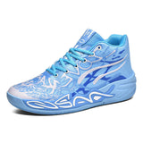Mens Basketball Shoes Colorful Graffiti Printed High Top Sneakers Vibrant Galaxy Pattern Streetball Athletic Training Footwear