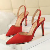 Hot Sale Stylish Women Rivet Slingback Heels Sexy Ladies Party Wear Shoes High Heel Fancy Sandals