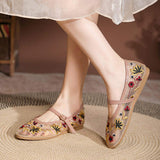 Summer Breathable Style Mesh Embroidery Women's Sandals Work Ballerina Flat Shoes for Women